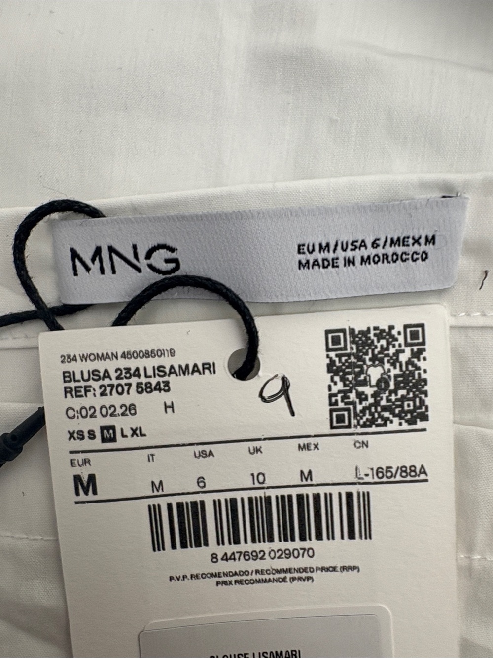 Mango White Women's Blouse with Hang Tag COTTON BLOUSE WITH ASYMMETRICAL COLLAR - Picture 3 of 6